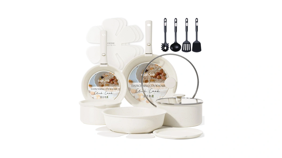 Carote 19pcs Pots And Pans Set, Nonstick Cookware Set Detachable