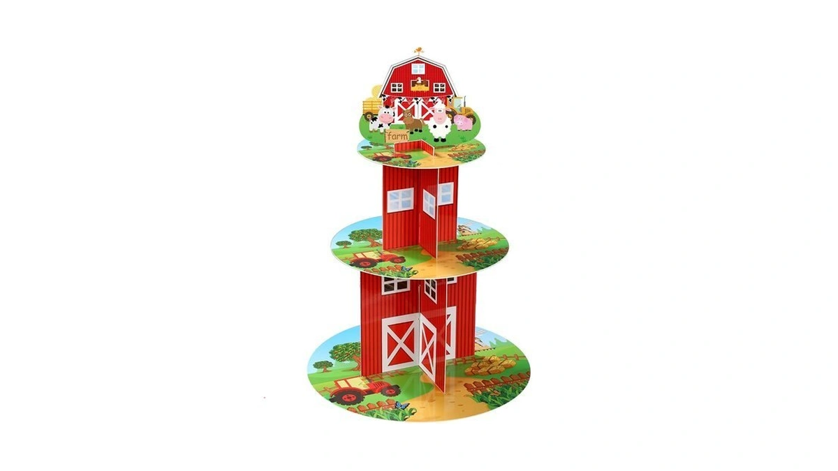 Zopeal Farm Cupcake Stand 3 Tier Farm Theme Animal Cup