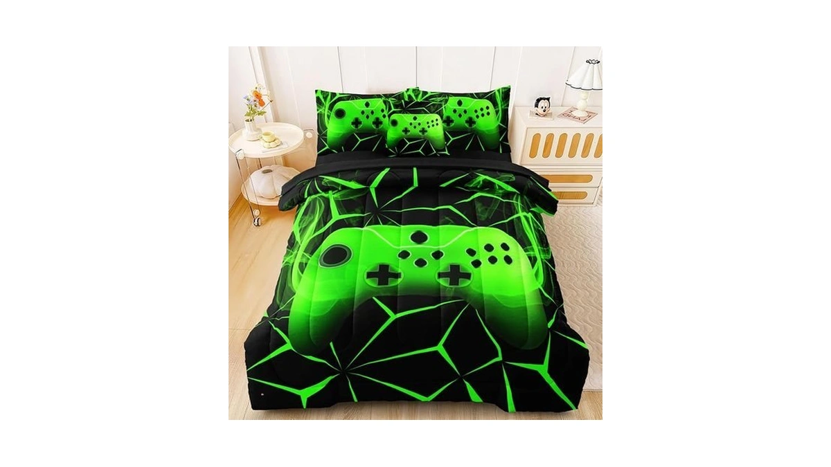 Bertsuca Twin Gamer Bedding Sets For Boys Teen, 4 Pcs