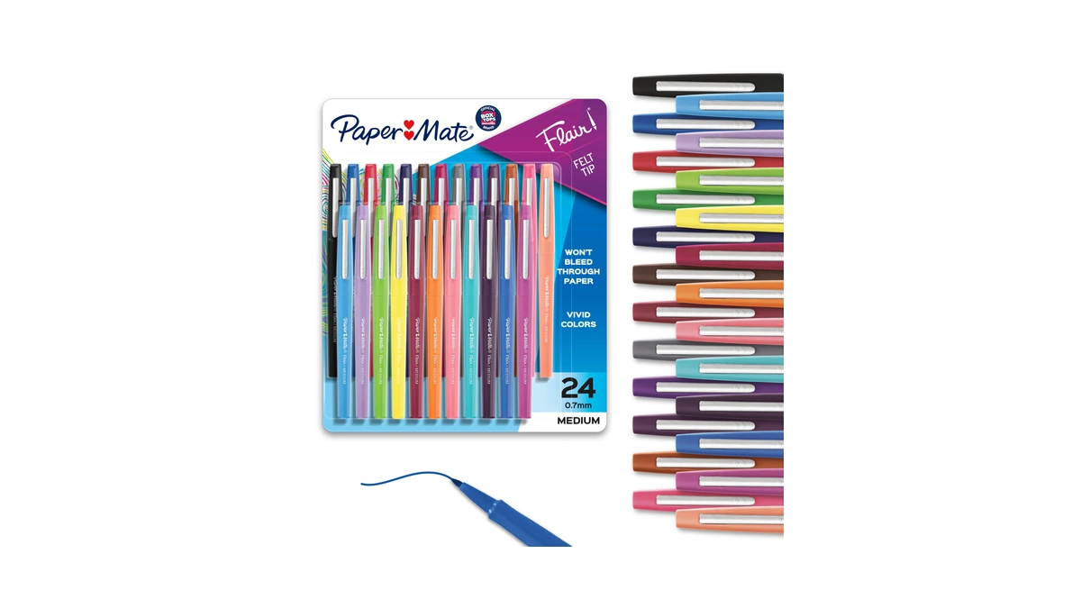 Paper Mate Flair Felt Tip Pens, Medium Point, Assorted Colors,