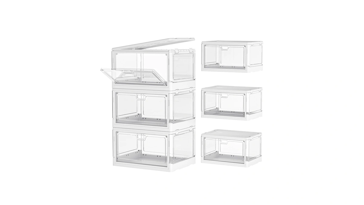 Kmiectse Clear Storage Bin With Lid 3 Pack 【stackable &