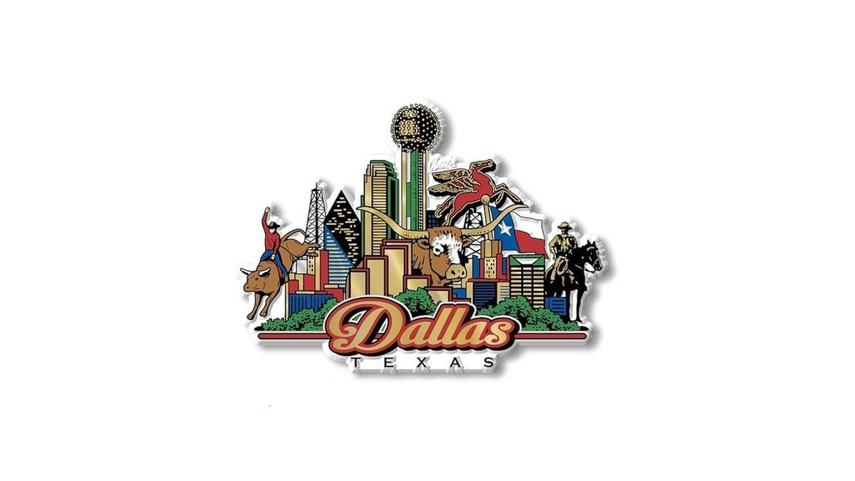 Dallas, Texas City Magnet By Classic Magnets, 3d Rubber Vintage-style