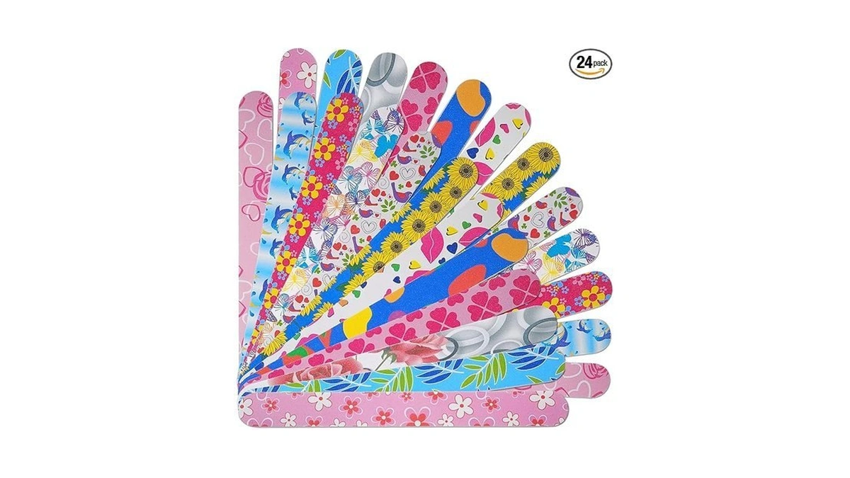 Nail Files (24 Pack), Colorful Emery Board Nail File For