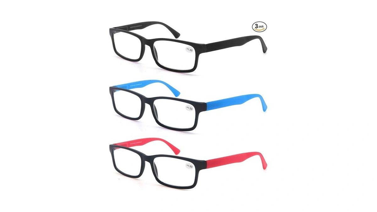 Modfans Reading Glasses Men Women 3.0 Strength Readers Eyeglasses Square