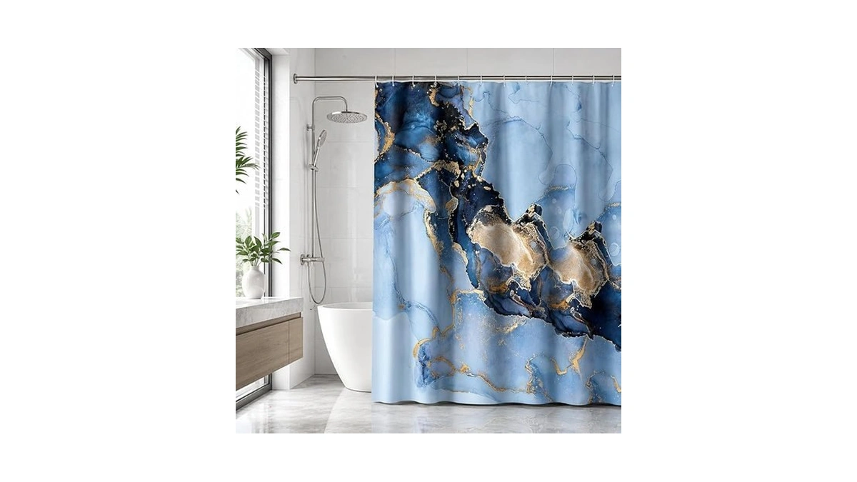Domoku Blue Marble Shower Curtains