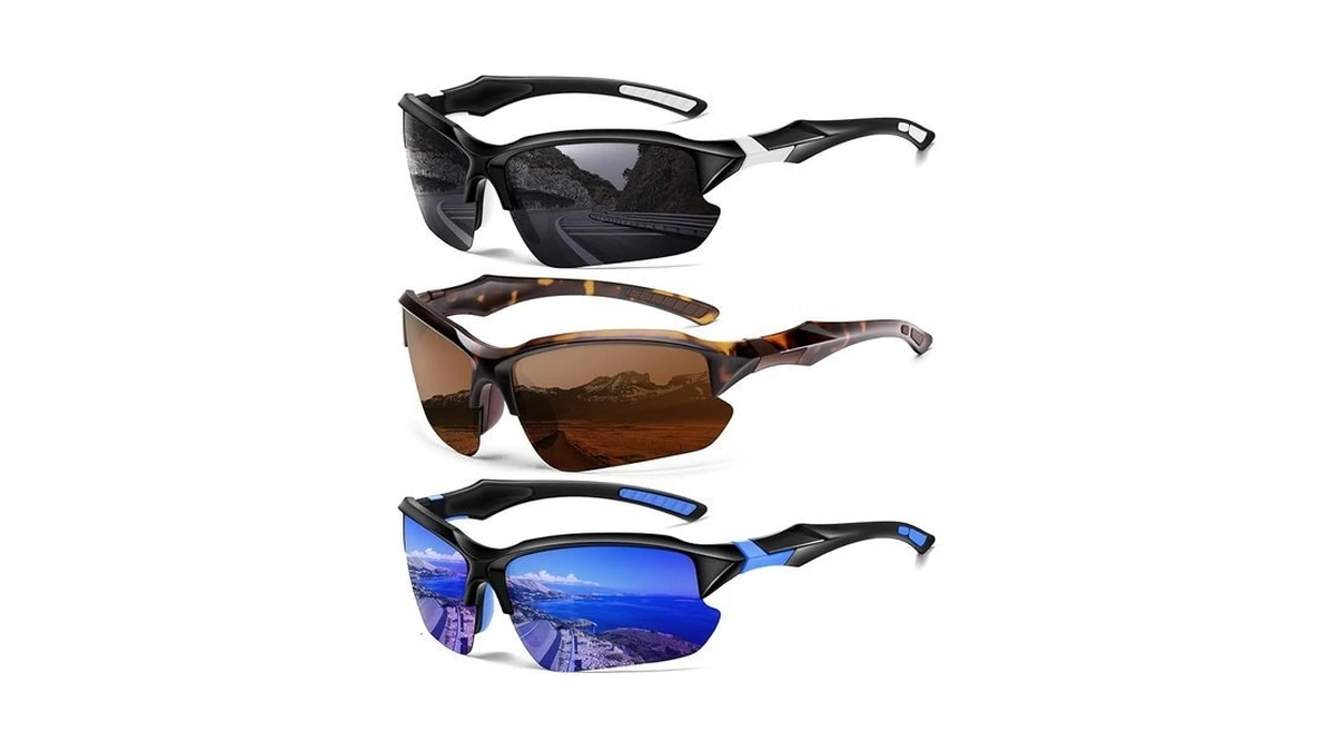 Diokiw 3pack Sports Polarized Sunglasses For Men Cycling Running Fishing