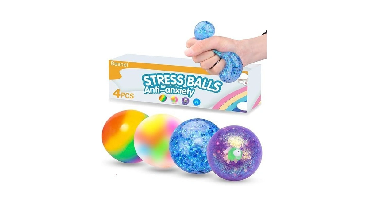 Stress Balls Set, Squishy Stress Ball, 4 Pack Squeeze Ball