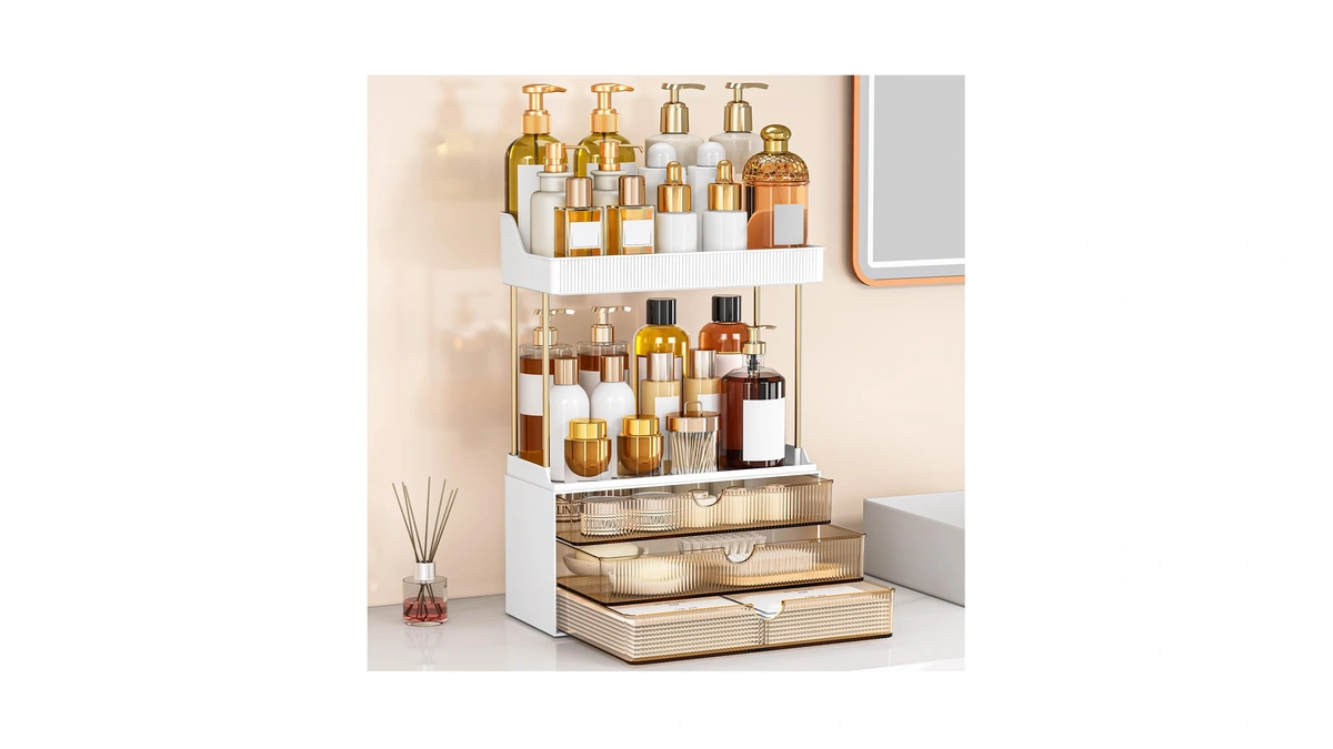 Caktraie Bathroom Organizers And Storage - 3 Drawers 2 Tier