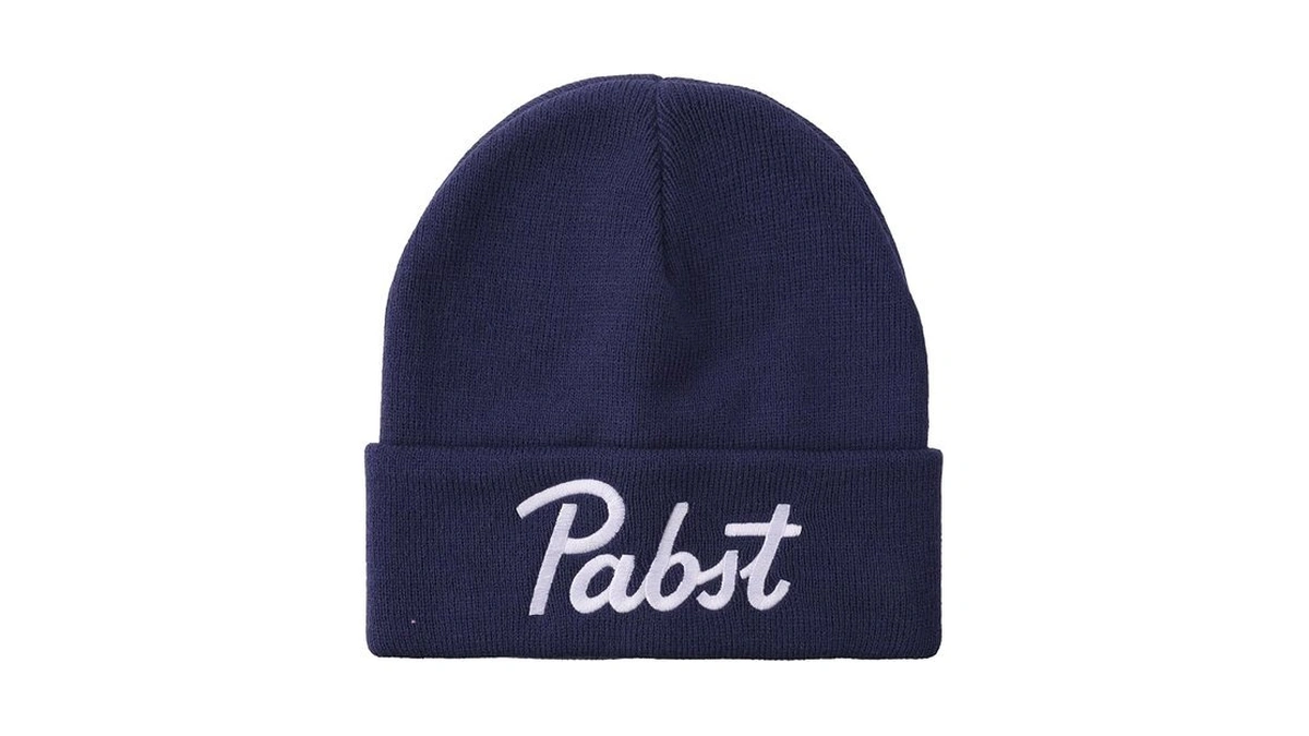 Bioworld Pabst Script Logo Embroidery Acrylic Knit Standard Cuff Beanie