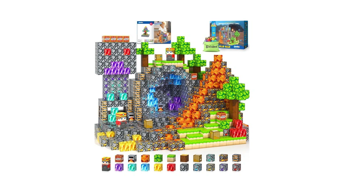 Gooidea Magnetic Blocks -150 Magnetic Building Blocks Stem Toy, Stacking