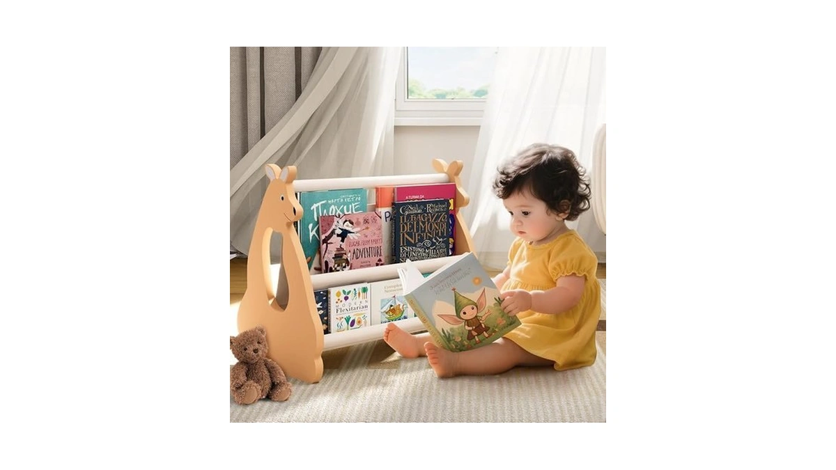 Lullulii Double Sided Kids Bookshelf β 2 Tier Portable Toddler