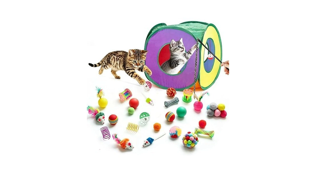 Retro Shaw 33 Pack Cat Toys For Indoor Cats, Collapsible