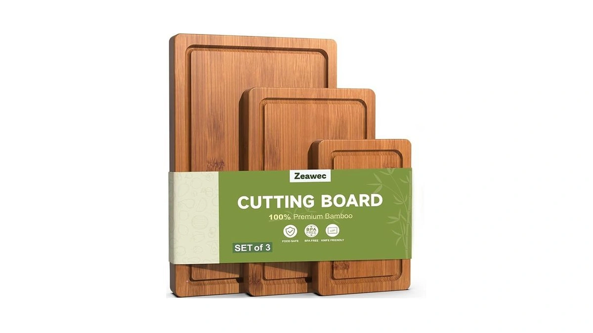 Zeawec 3-piece Set Bamboo Cutting Board For Kitchen - Crack-resistant