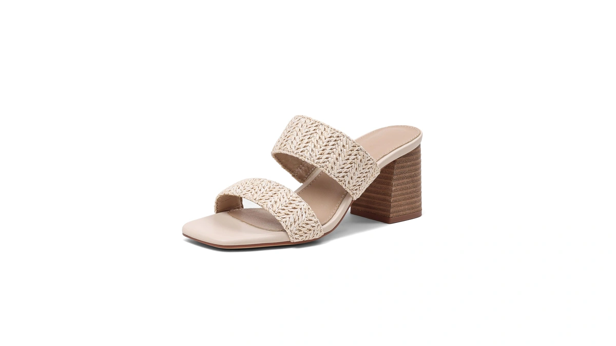 Ancomafio Women's Heeled Sandals Raffa Sandals Square Open Toe Heels