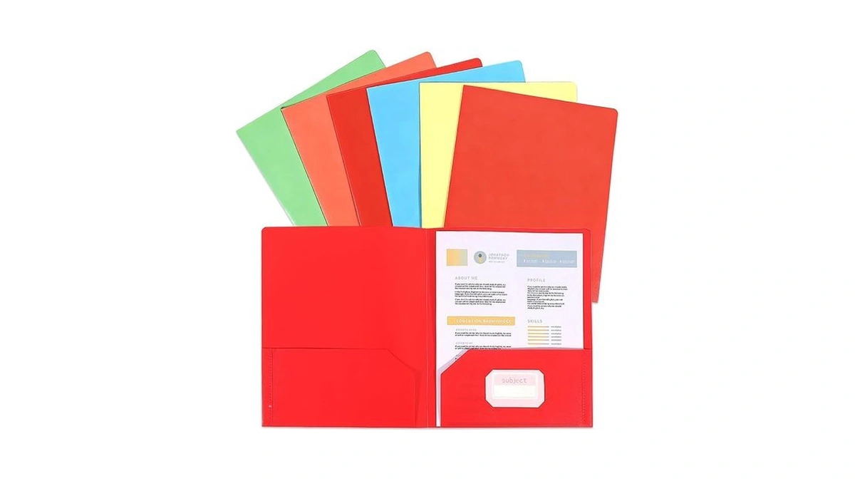 10 Packs Plastic Folders With Pockets, Paper Folder Surface With