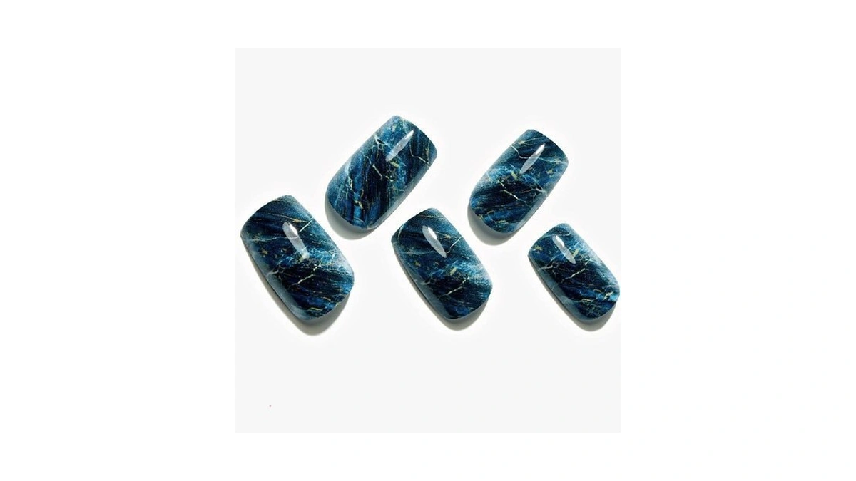 Glamermaid Ombre Press On Nails Medium Square, Fall Peacock Blue