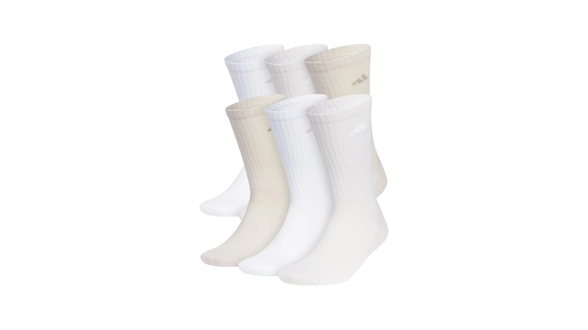 Adidas Mens Athletic Cushioned Crew Socks (6 Pairs) Durable &