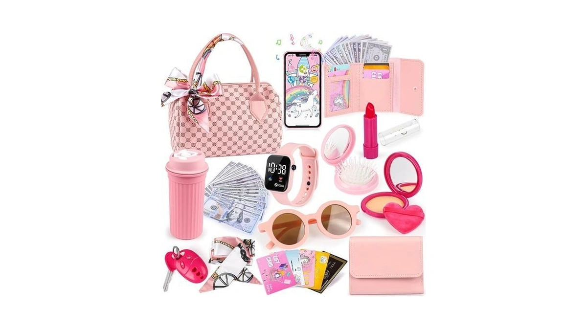 Oisacirg Play Purse For Little Girls, 32pcs Toddler Purse With