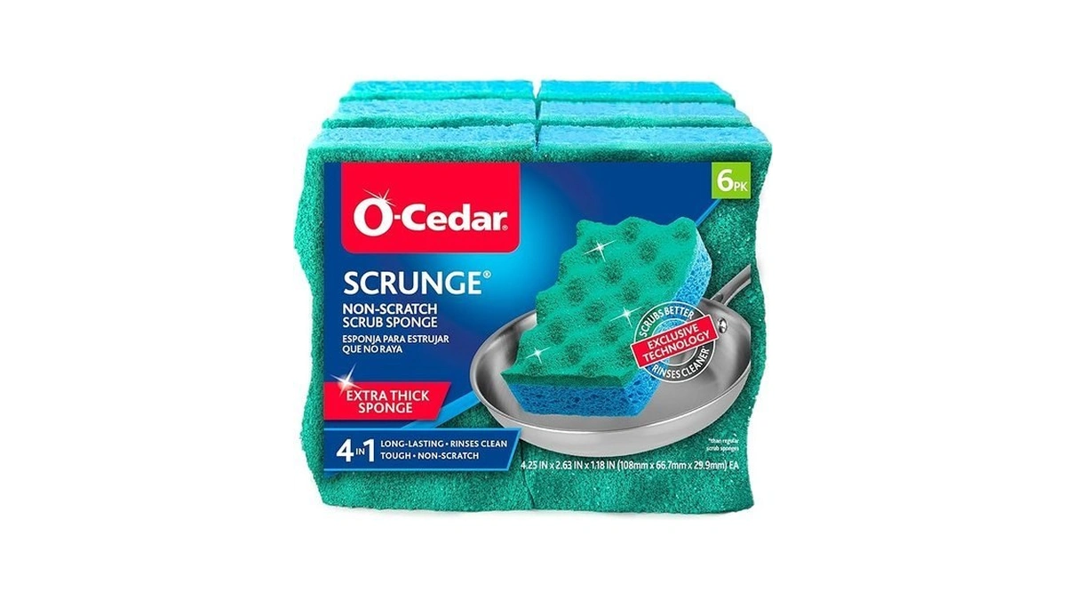 O-cedar Scrunge Non-scratch Scrub Sponge (pack Of 6) | Rinse-clean