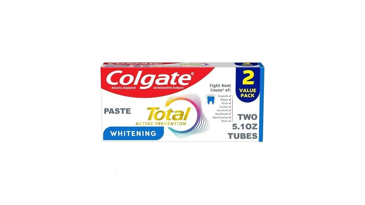 Colgate Total Whitening Toothpaste Paste, 5.1 Oz, 2 Pack, Fluoride