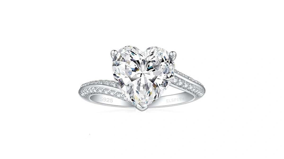Elspeth 925 Sterling Silver Engagement Rings For Women 4ct Heart