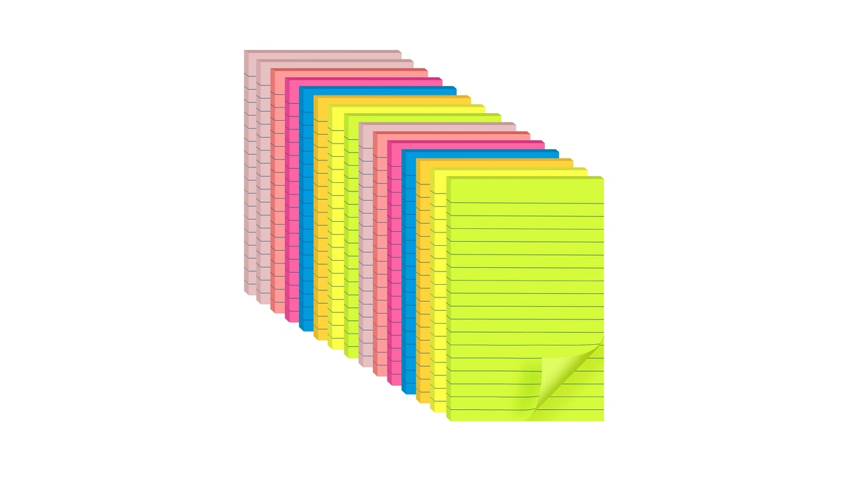 Lined Sticky Notes 4 X 6 Inches, 15 Pads, 375