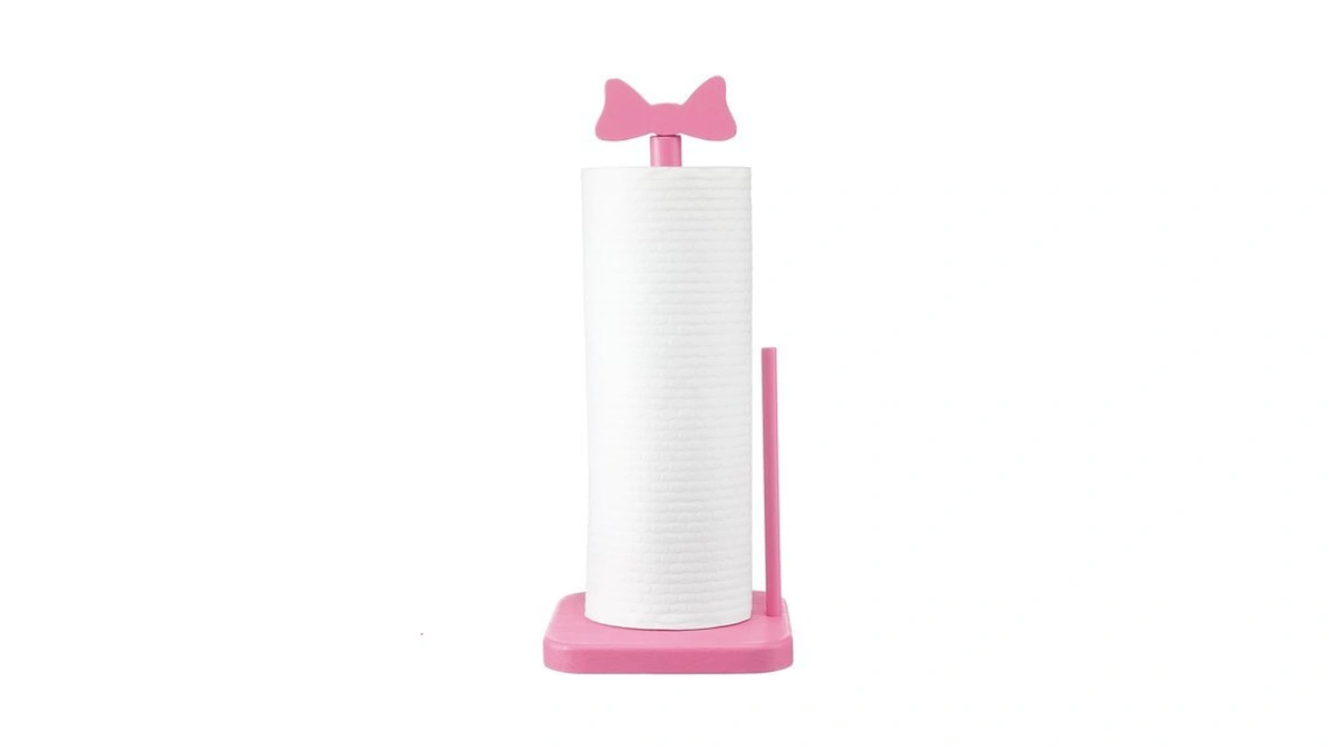Leinuosen Pink Bow Paper Towel Holder Coquettish Cute Bow Wooden