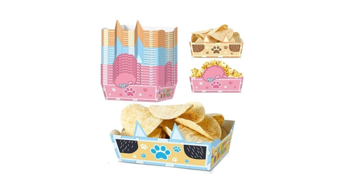 24pcs Blue Dog Theme Birthday Party Food Trays Kids Birthday