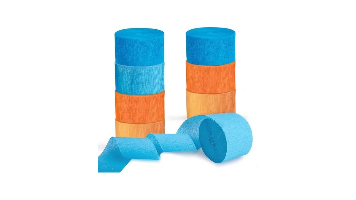 Riqiaqia Crepe Paper Streamers Party Decorations, Blue And Orange Party