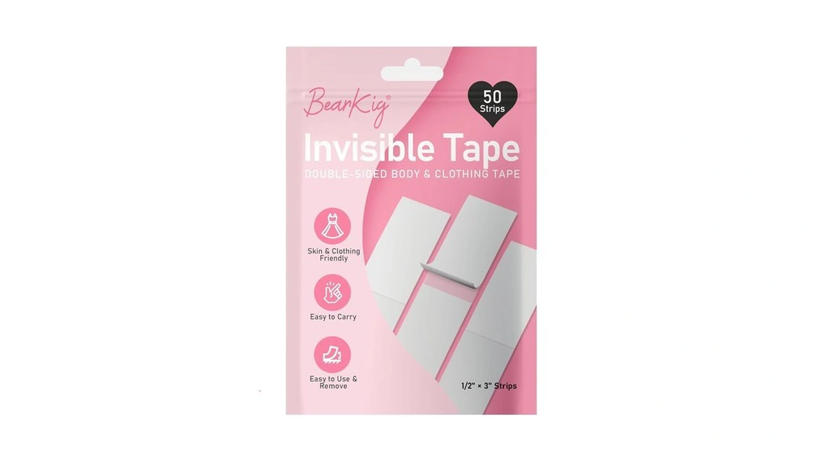 Bearkig 50-strips Double-sided Tape For Fashion, Invisible Clear Fabric Tape