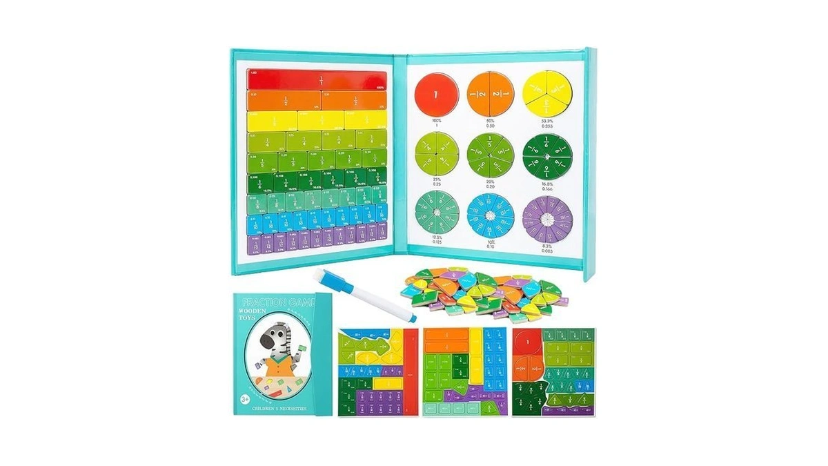 Magnetic Fraction Playbook: Magnetic Fraction Educational Puzzle Tiles & Circles,