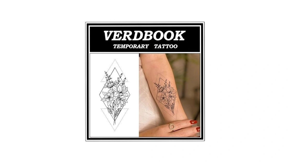 Verdbook Waterproof Temporary Tattoos: 2-sheet Tattoo Kit With Realistic Body
