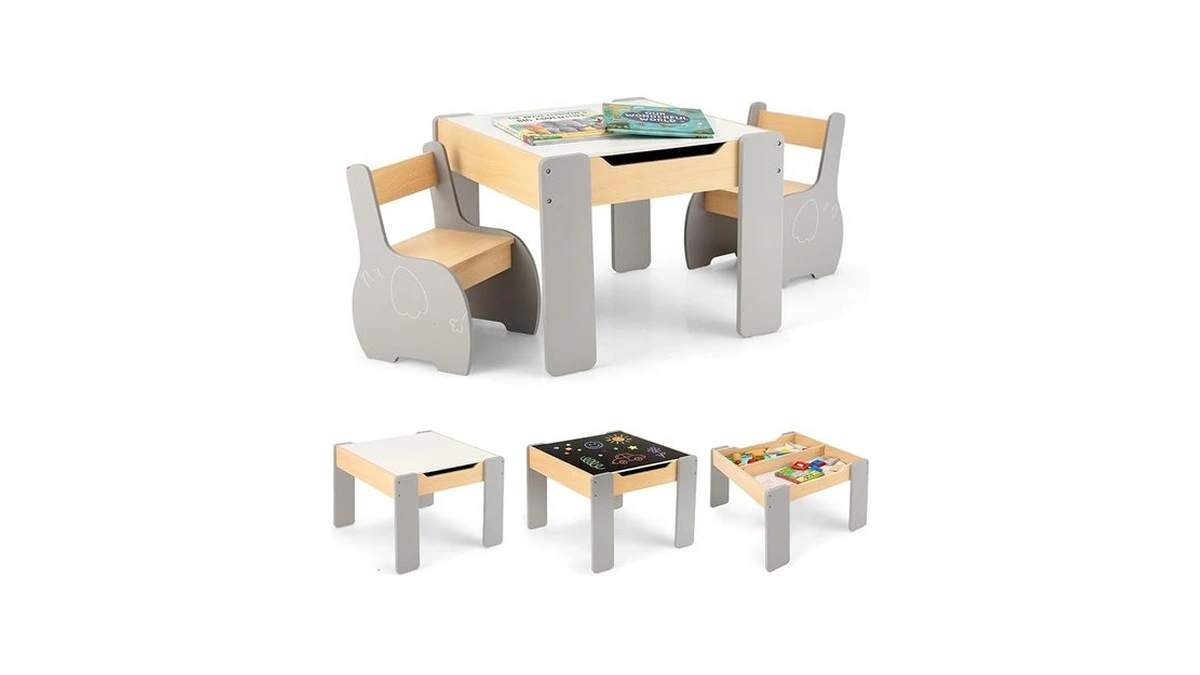 Infans 3 In 1 Kids Table And Chair Set, Wood