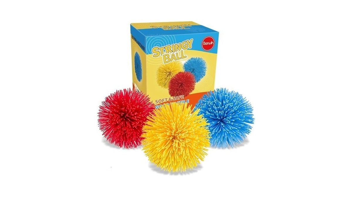 3 Pack 4 Inch Large Stringy Balls, Sensory Fidget Toys
