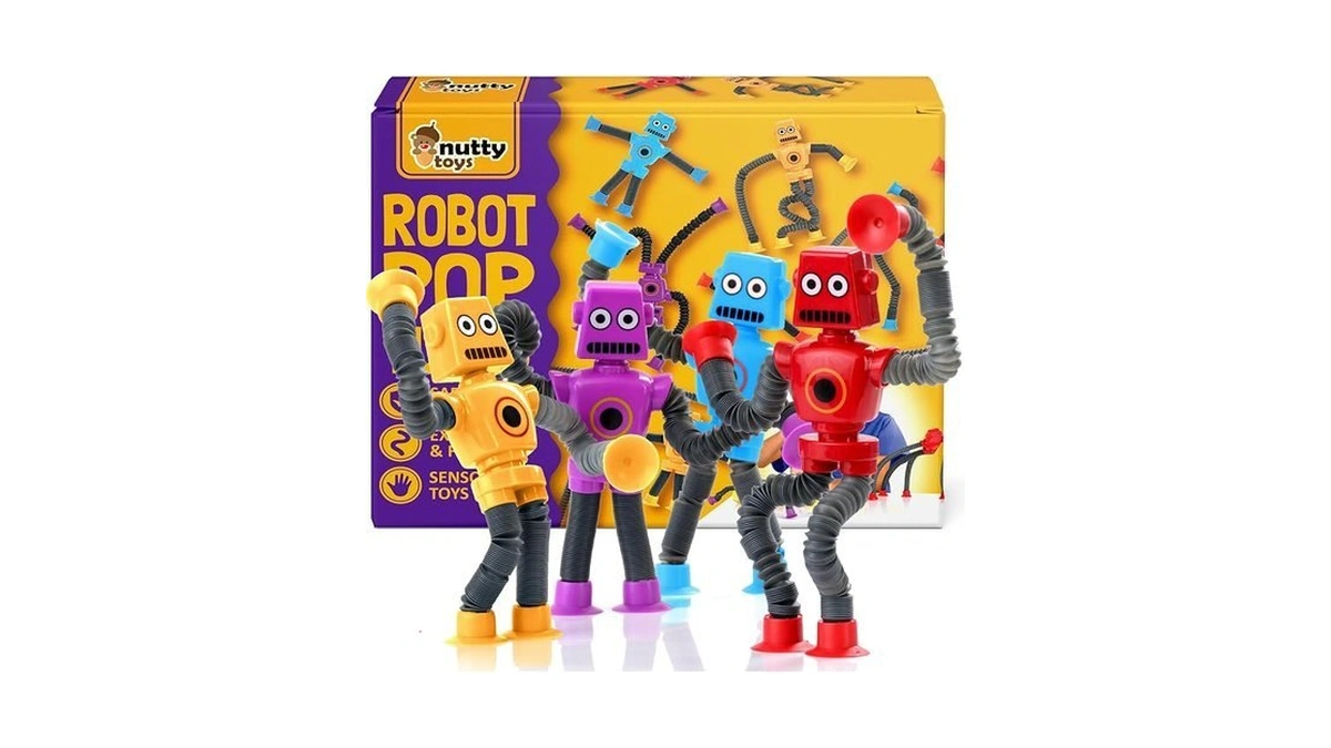 Nutty Toys Sensory Robot Toys 4pk - Top Pop Tubes