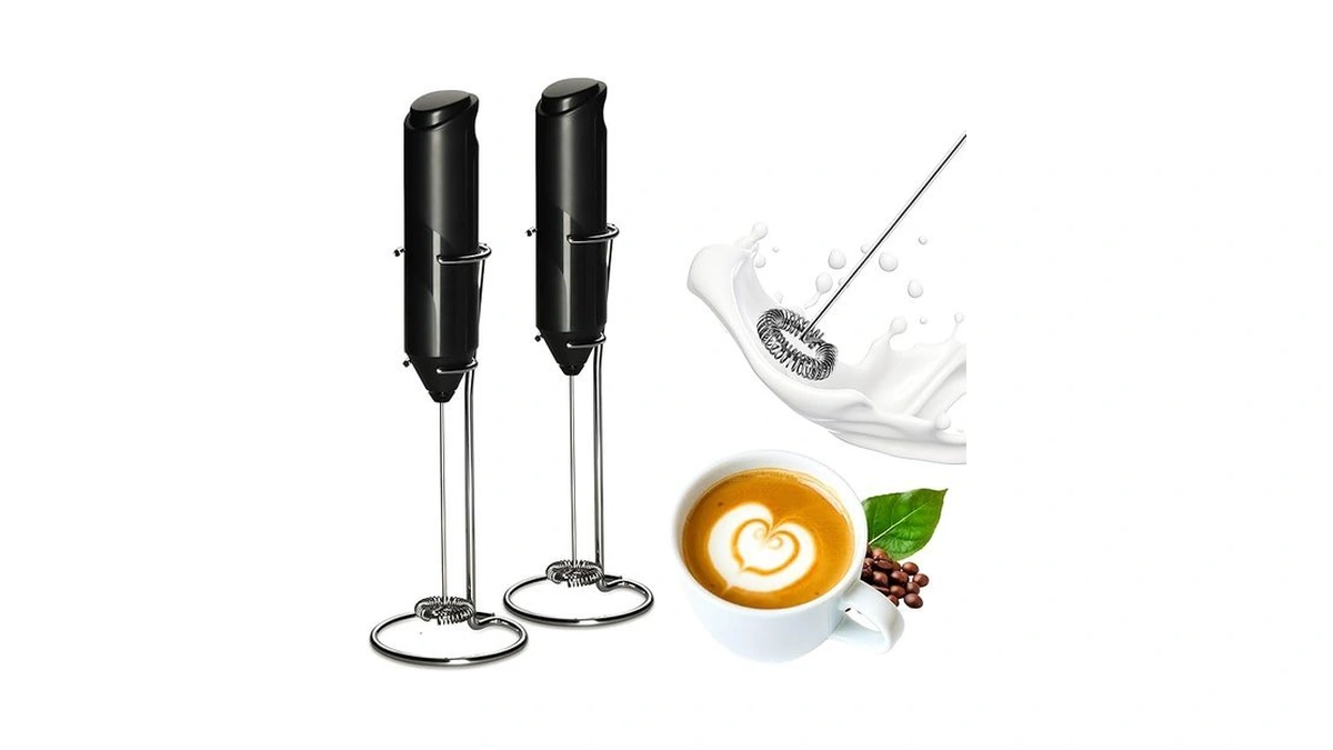 Yssoa Electric Milk Frother Handheld With Stainless Steel Stand Battery
