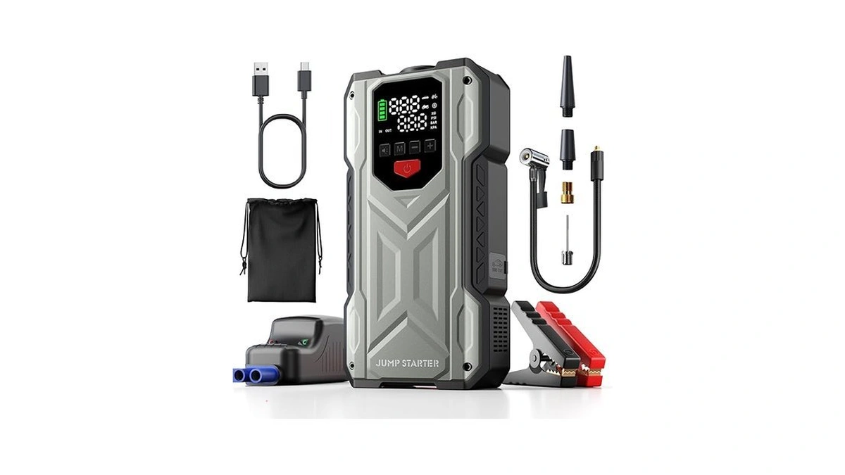 4000a Jump Starter With Air Compressor, Car Battery Charger For
