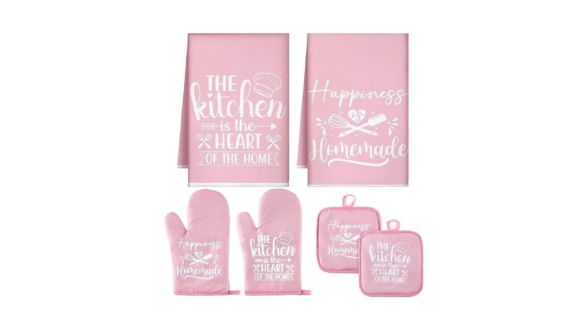 Sratte 6 Pcs Pink Kitchen Decor Accessories Set Cute Farmhouse