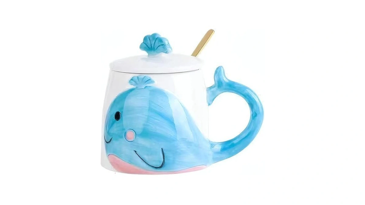Lammusd Whale Ceramic Cup (13.5 Ounce),coffee Mug With Lid And