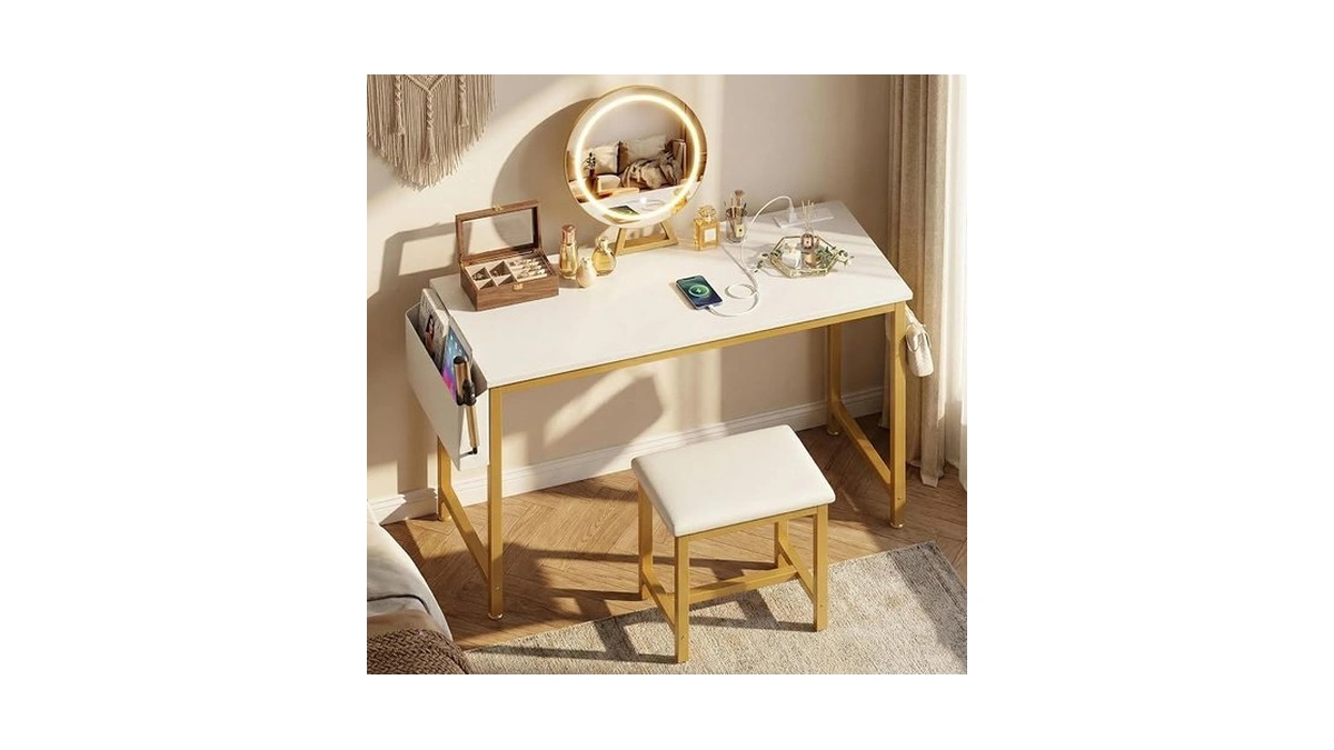 Kai-road Cheap Makeup Girls Vanity Set With Mirror And Stool