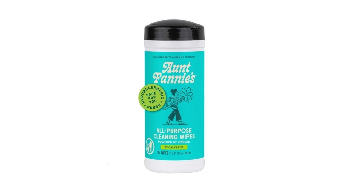 Aunt Fannie's Natural Cleaning Vinegar Wipes, Multipurpose Surface Cleaner, Eucalyptus