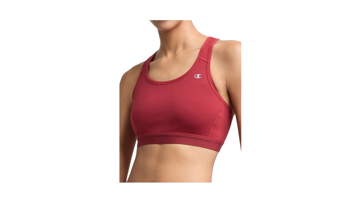 Champion Women's Sports Bra, High-impact Compression, Moisture-wicking Fabric, Pomegranate, Small