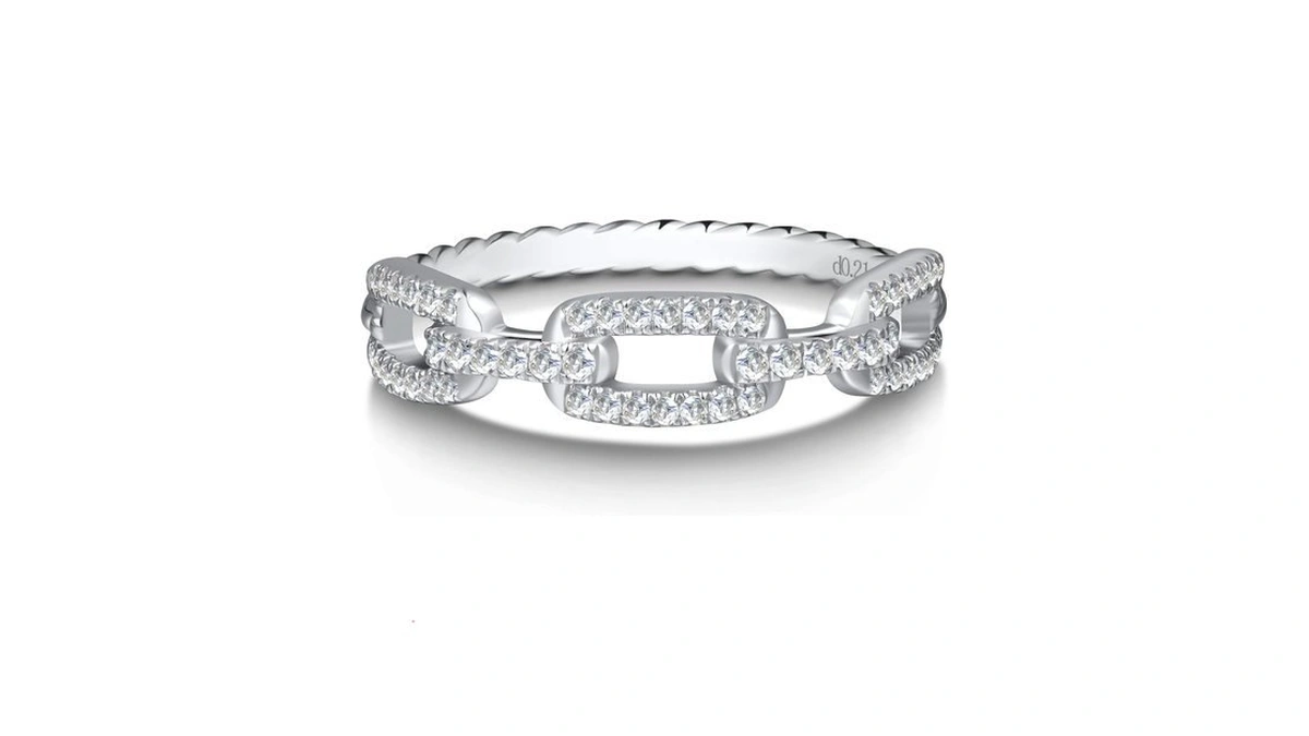 Hitlinker Moissanite Wedding Band For Women Chain Link S925 Sterling