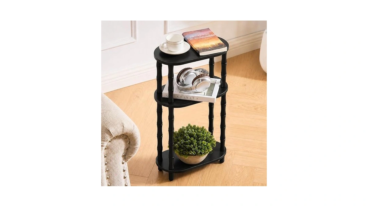 Orvado Narrow Side Table With Storage, 3-tier End Table Skinny