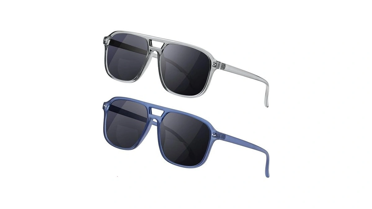Madison Avenue 2 Pack Retro Aviator Bifocal Reading Sunglasses For