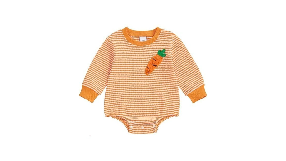 Amnnchya Newborn Baby Easter Outfit Stripes Long Sleeve Rabbit Romper