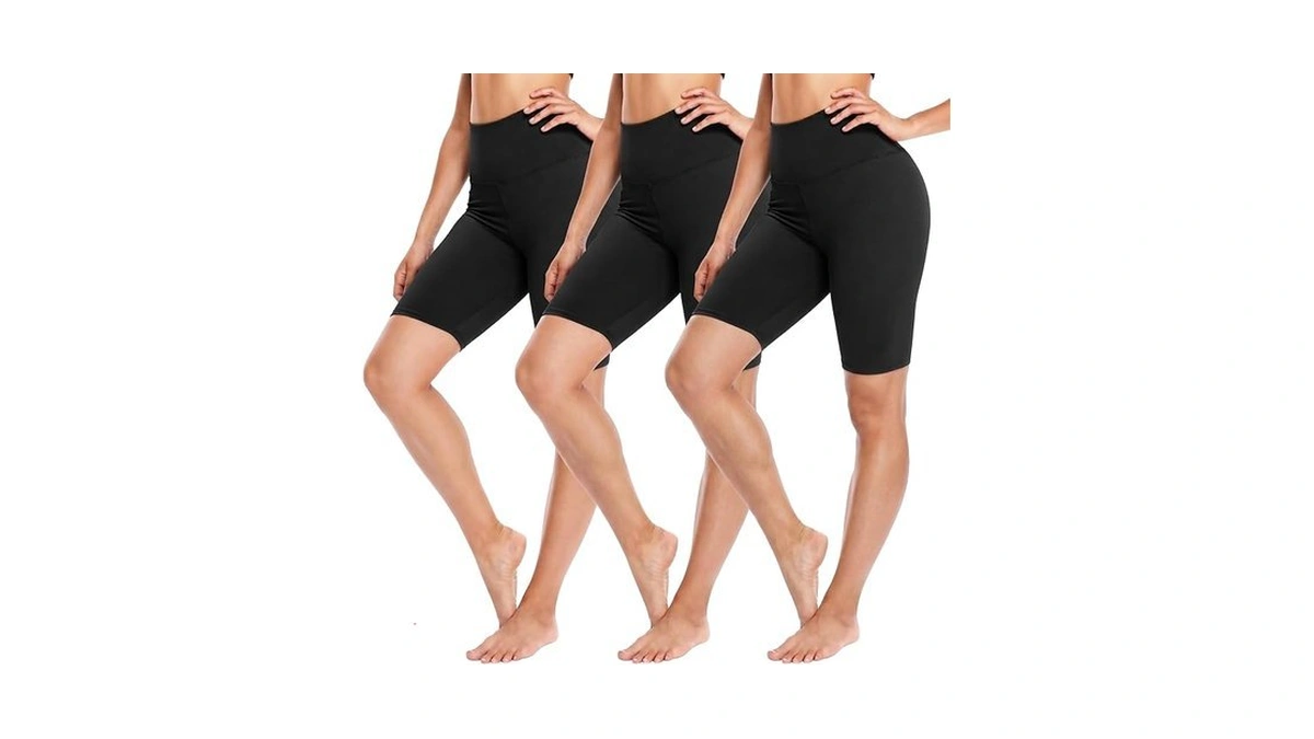 3 Pack Biker Shorts For Women – 8" Black High