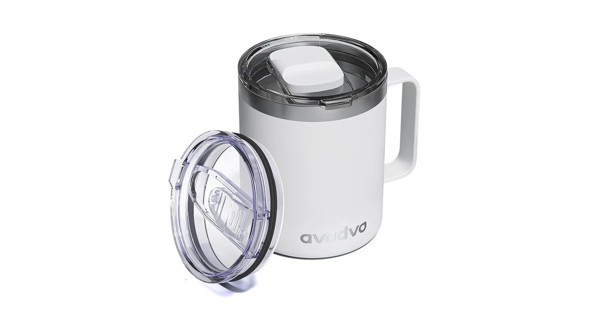 Avodvo 12oz Insulated Coffee Mug With Lid – Includes Two