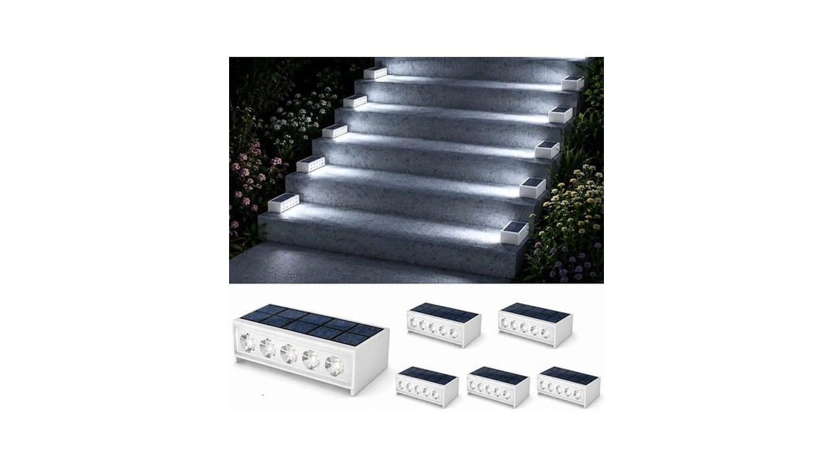 T-sun Solar Step Light Outdoor, 6 Pack Solar Stair Lights,