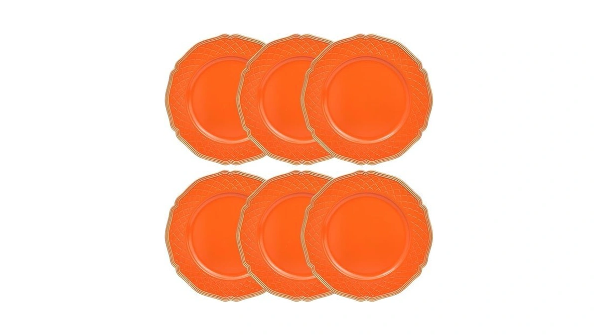 Sforguva Orange Scallop Charger Plates, Set Of 6 Plastic Wedding